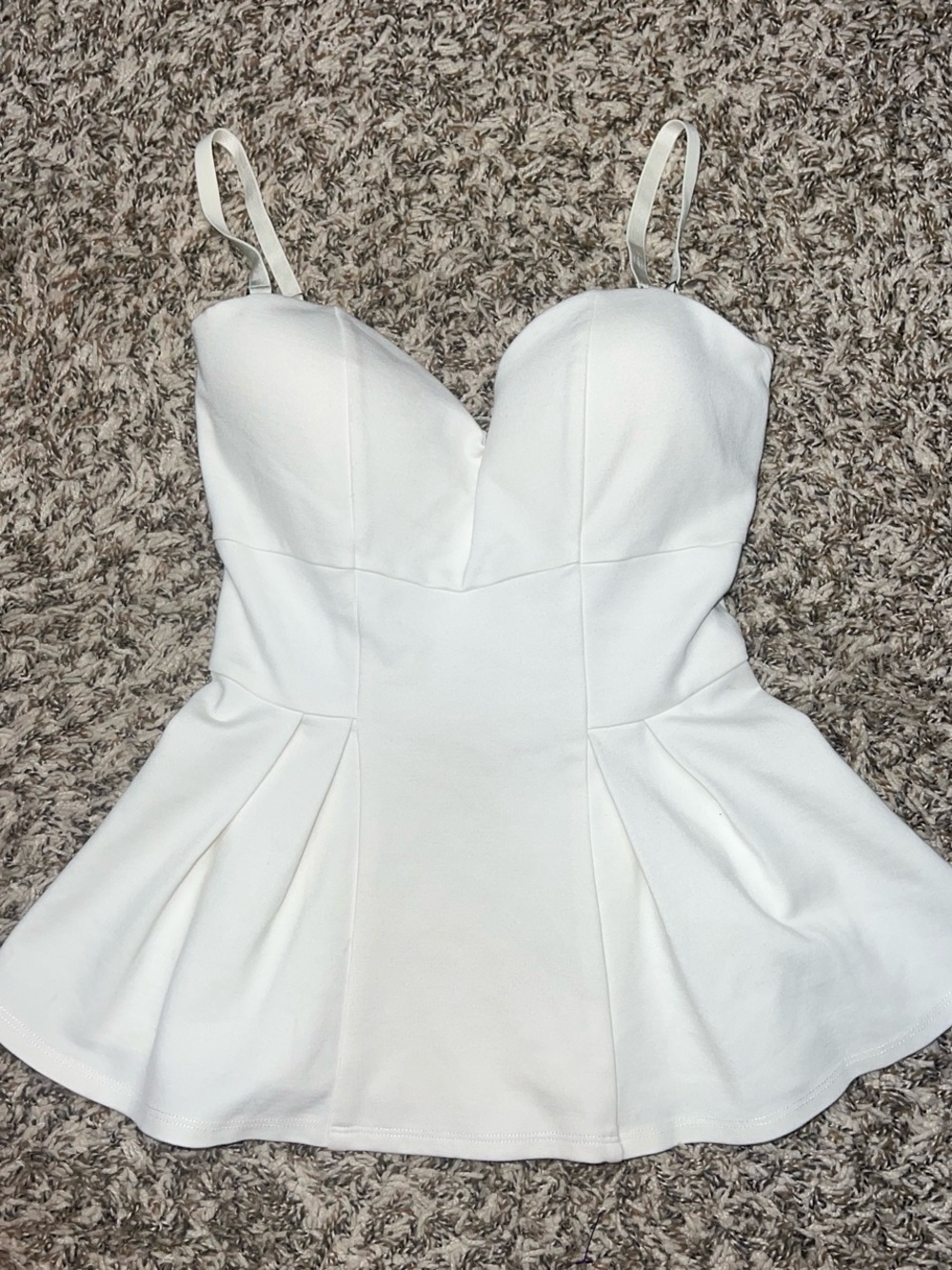 bebe Ivory Satin Bustier Top with Spaghetti Straps